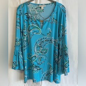 Dana Buchman XL Blouse with bell sleeves